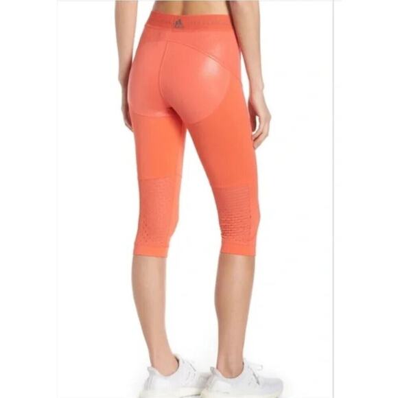 ADIDAS x Stella McCartney 3/4 Running Performance Leggings Hot Coral Sz XS - Picture 3 of 10